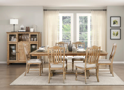 Set of 2 Traditional Farmhouse Side Chairs, Wood-Frame, 20W x 24D x 40H, Textured Gray Upholstery, Wheat