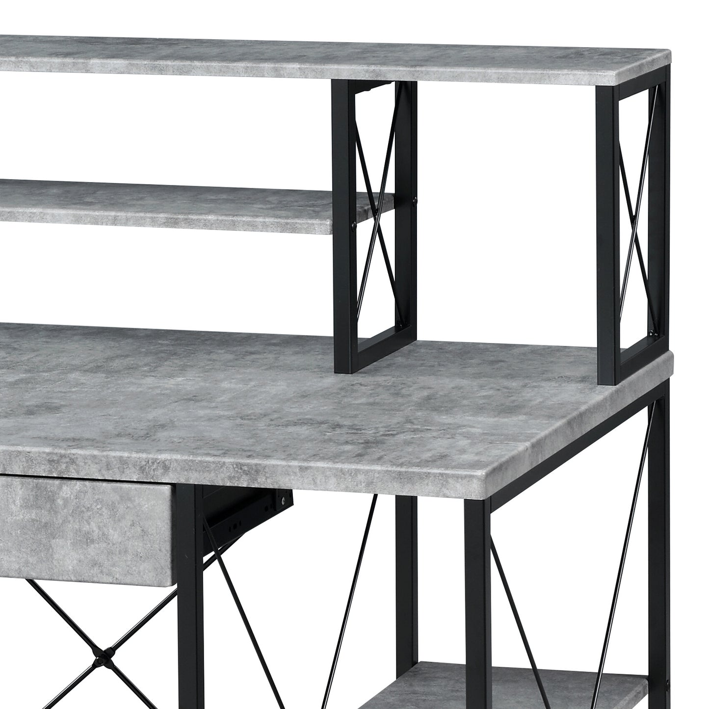 Modern Gray Finish Versatile Writing Desk with Ample Storage