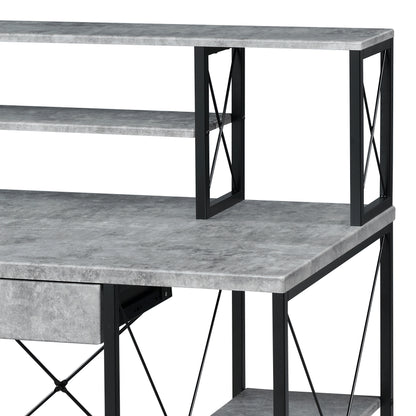 Modern Gray Finish Versatile Writing Desk with Ample Storage
