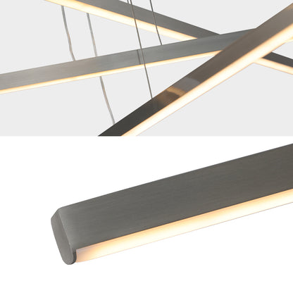 Integrated LED Pendant Light, Dimmable 15-100%, Adjustable Height, 47.6in Span, Iron Frame, Chrome