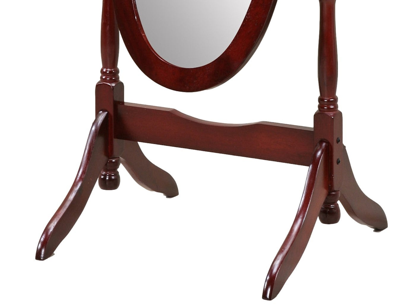 Elegant Cherry-Finished Cheval Mirror with Traditional Design