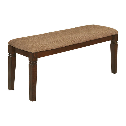 Transitional Dining Bench with Wood Frame, Fabric Upholstered Seat, 47.75in Length, Espresso Finish