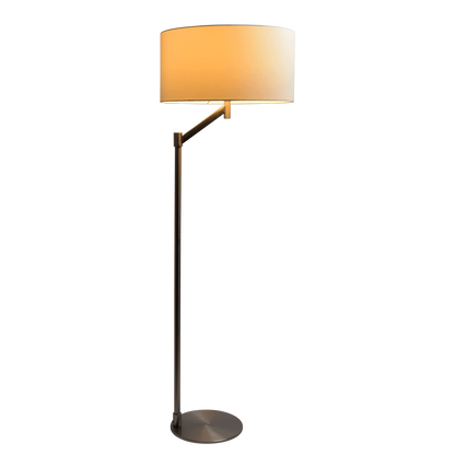 61-Inch Floor Lamp with Rotary Switch, Metal Base, White Linen Shade, Modern Home Accent, Brushed Nickel
