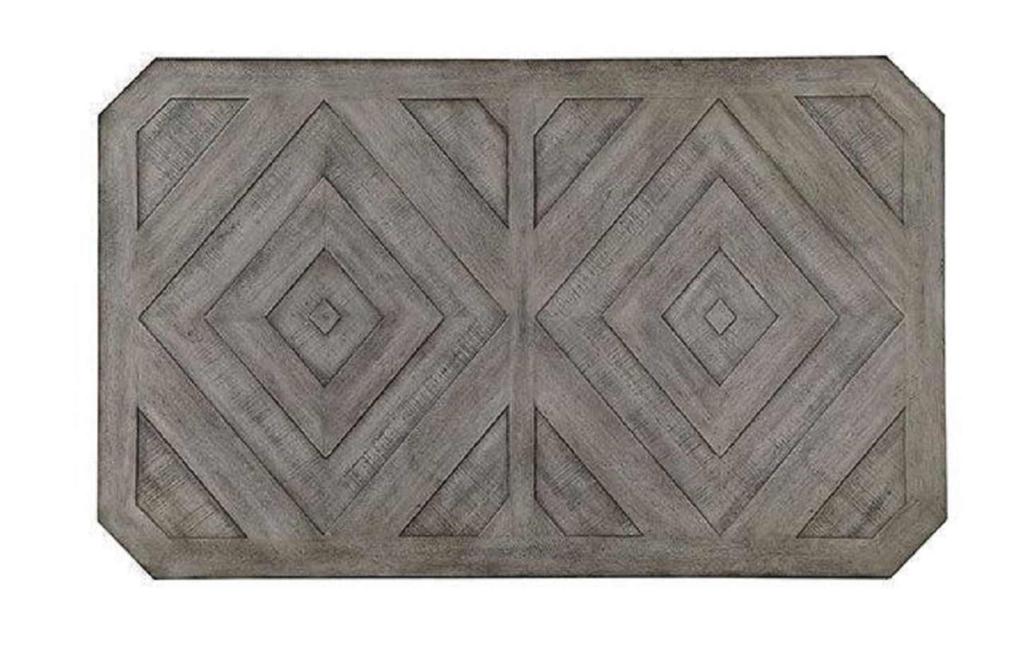 Dining Table Diamond Wood Grain Wire Brushed Finish Gray