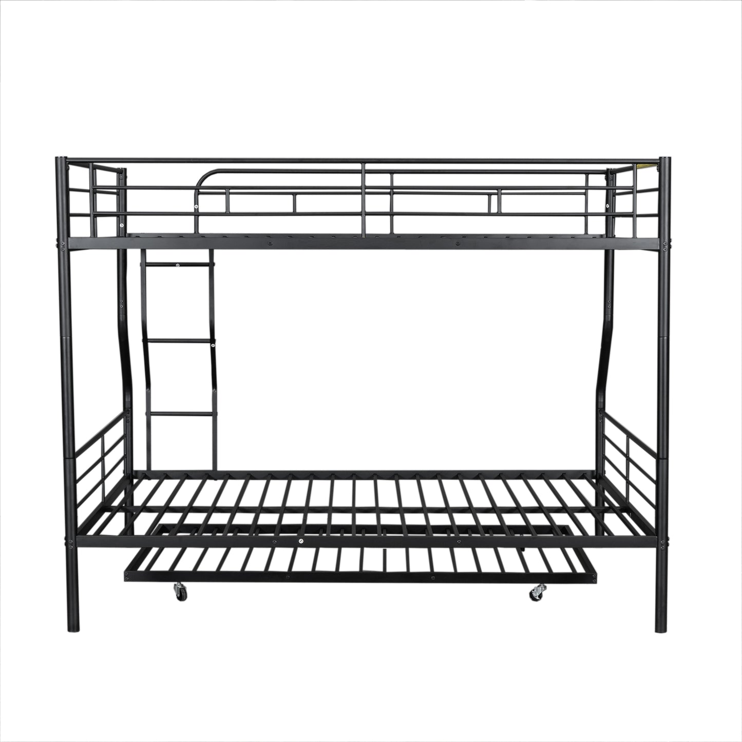 Stylish Black Full XL Over Queen Metal Bunk Bed with Trundle for Optimal Space Utilization