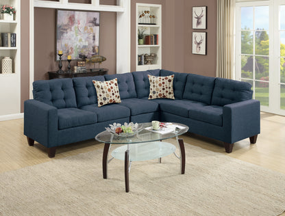 4-Piece Modern Modular Sectional Sofa Set with LAF & RAF Loveseats, Corner Wedge, Tufted Polyfiber Navy