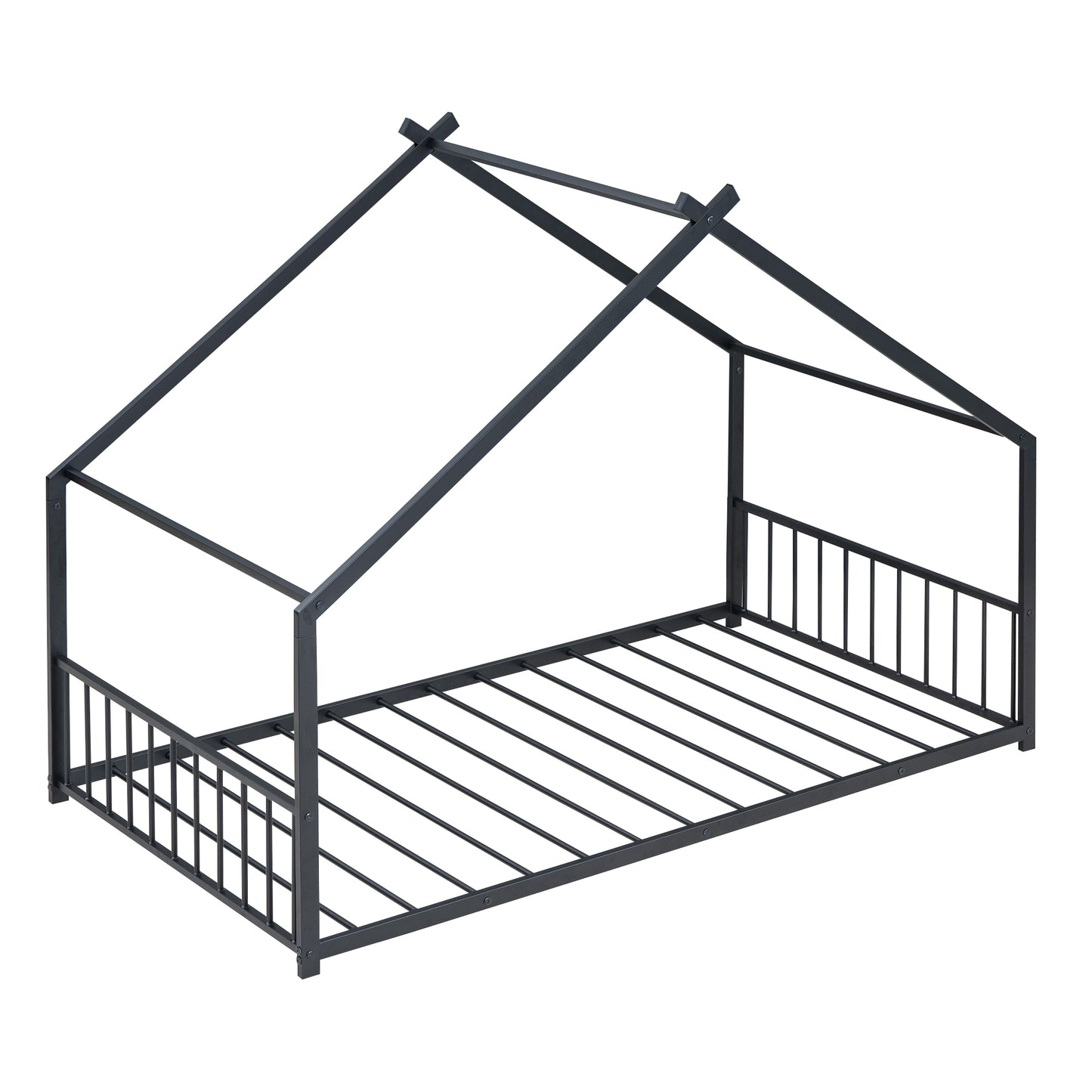 Black Twin Size Metal Playhouse Bed