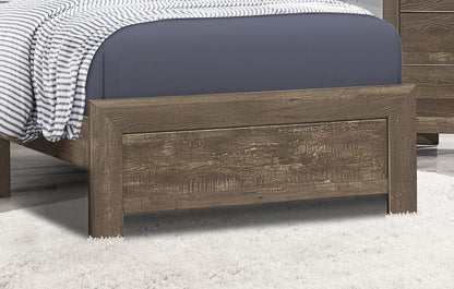 Rustic Brown Twin Size Bed Set with Headboard and Footboard - Wooden Bedroom Furniture