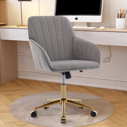 Elegant Ergonomic Swivel Office Chair with Golden Base and Memory Foam Cushion for Ultimate Comfort