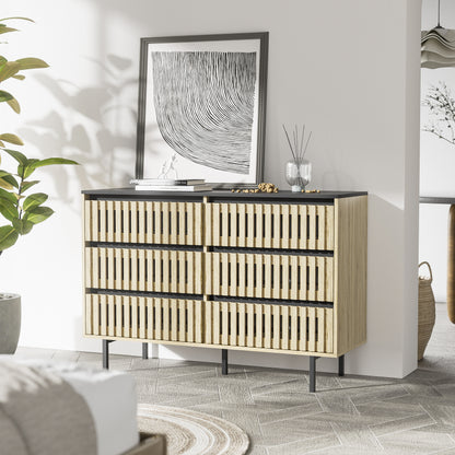 Modern Six-Drawer Bedroom Storage Cabinet with Two-Tone Design and Large Capacity
