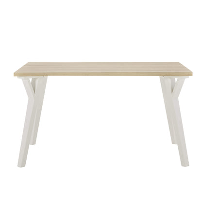 Modern Rectangular Dining Table White And Natural Wood