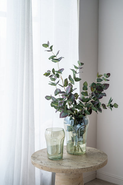 Two-Piece Glass Vase Set with Face Motifs, Round Silhouette, Display, 7.9D x 11H & 5.5D x 5.9H Green