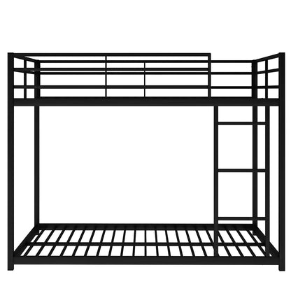 Stylish Black Full Over Full Metal Bunk Bed with Convenient Ladder