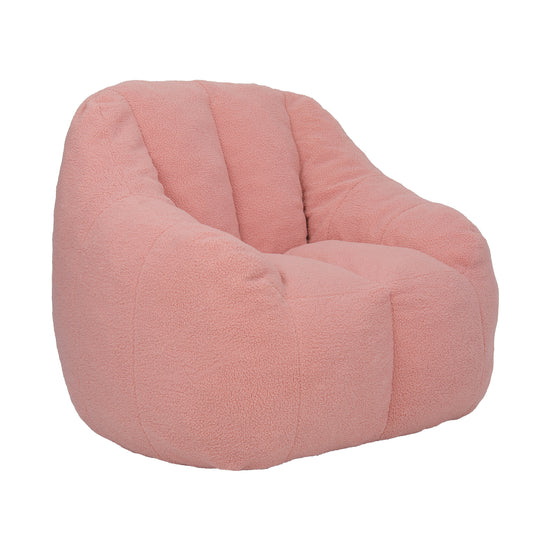 Memory Foam Bean Bag Chair with Faux Fur Cover, Tufted, with Armrests for Dorm or Living Room – Pink