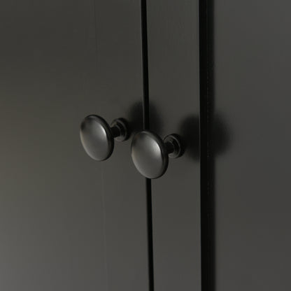 Versatile Kitchen Island Cart with Locking Wheels, Solid Wood Top, Ample Storage and Spice Rack (Black)