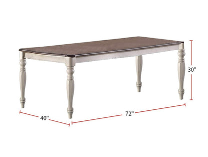 Dining Table 2 Leaves Oak Top Antique White Finish