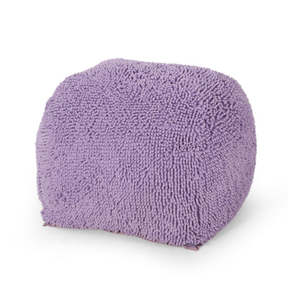 Square Microfiber Pouf, Spongy Soft Seating, 20x20x14 Inches, Bead-Filled, Fully Assembled Lavender