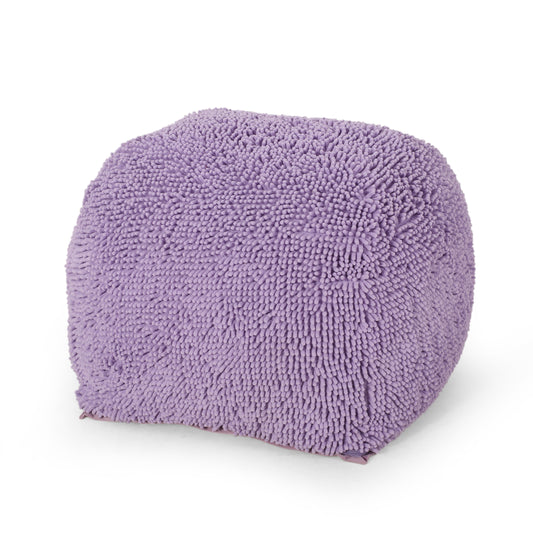 Square Microfiber Pouf, Spongy Soft Seating, 20x20x14 Inches, Bead-Filled, Fully Assembled Lavender