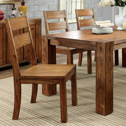 Solid Wood Dining Chairs, Panel Back, Rustic Style, Set of 2 for Kitchen, Wood Seat, Dark Oak