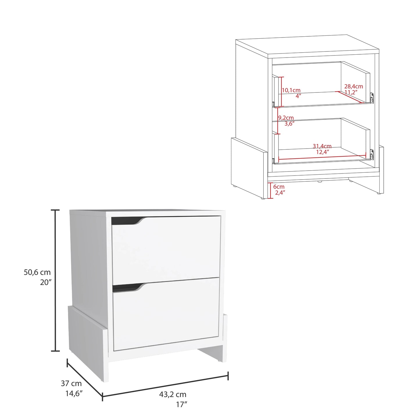 Elegant Luss 2-Drawer Nightstand for Modern Bedrooms