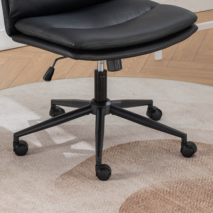 Bizerte Height-Adjustable Swivel Criss-Cross Chair with Wide Seat for Office and Vanity Use, Black