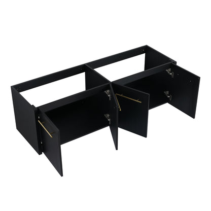 60-Inch Modern Wall-Mounted Bathroom Vanity with Double Resin Sink and Ample Storage