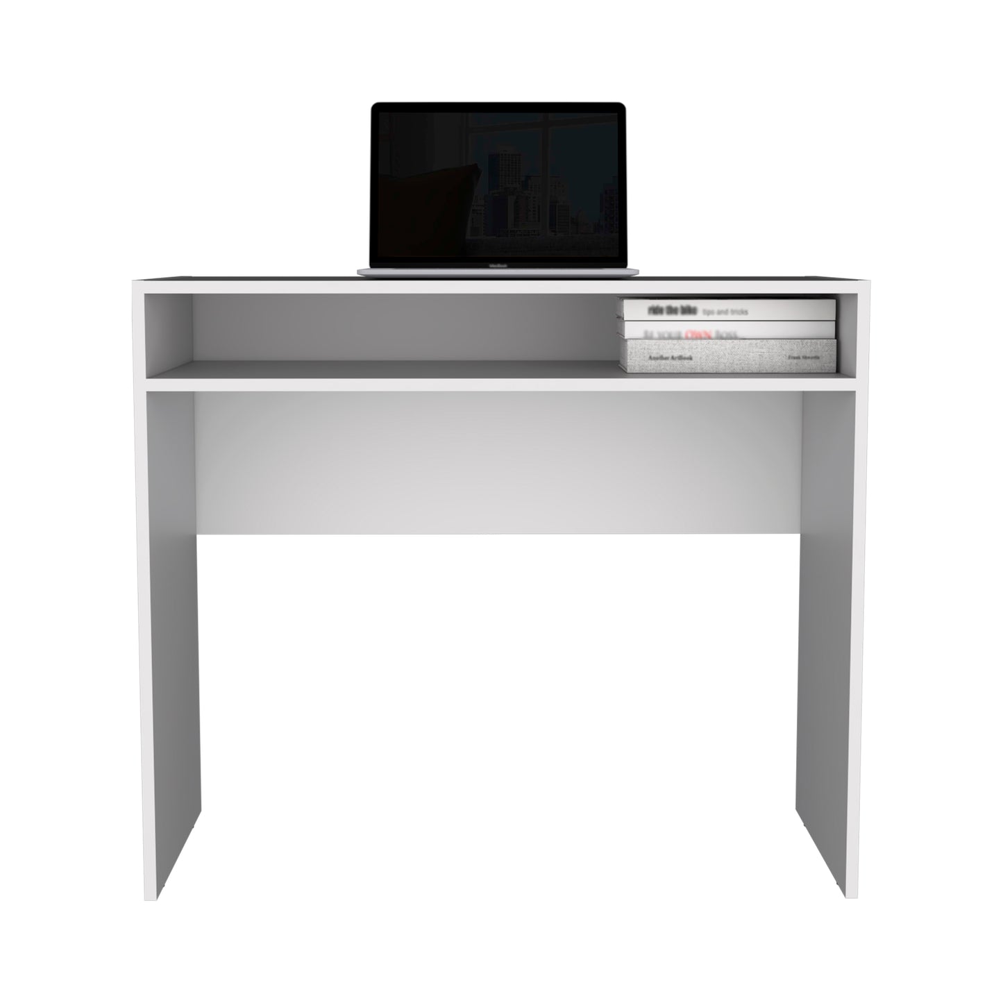 Modern 35" Rectangular Writing Desk with Open Shelf for Versatile Use