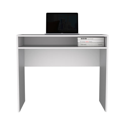 Modern 35" Rectangular Writing Desk with Open Shelf for Versatile Use