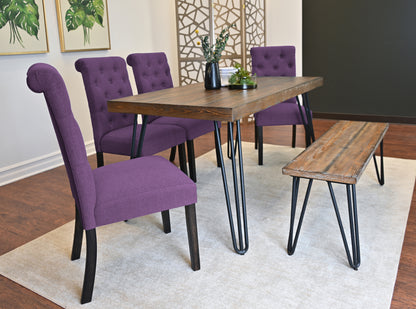 Hairpin Dining Set 6 Piece Table Chairs Bench Color Options