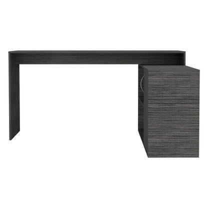 Contemporary L-Shaped Workstation Desk with Mixed Storage Options - Smokey Oak