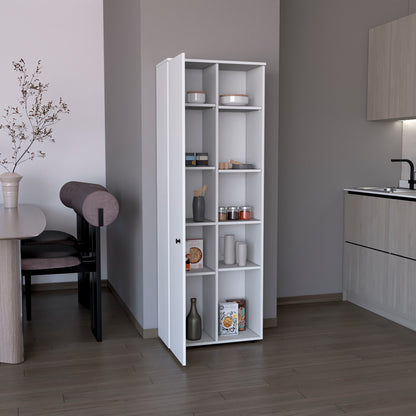 Cary Modern White Kitchen Pantry Cabinet with Multiple Shelves and Doors, 67" H