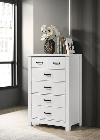 Cassini Elegant 5-Drawer White Chest with Split Top Design