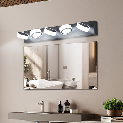 LED 5-Light Vanity Light Fixture for Over-Mirror Bath Wall, 37in Long, Modern Iron & Acrylic Black