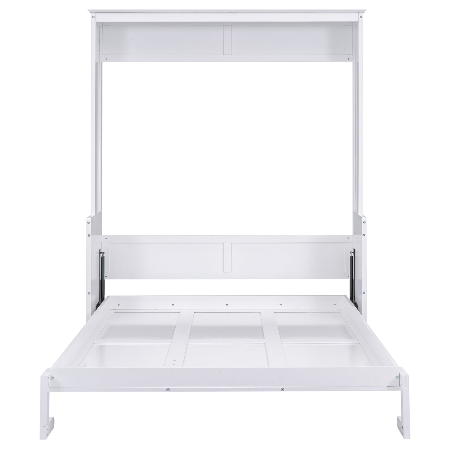 Versatile Queen Murphy Bed with Integrated Shelf in White