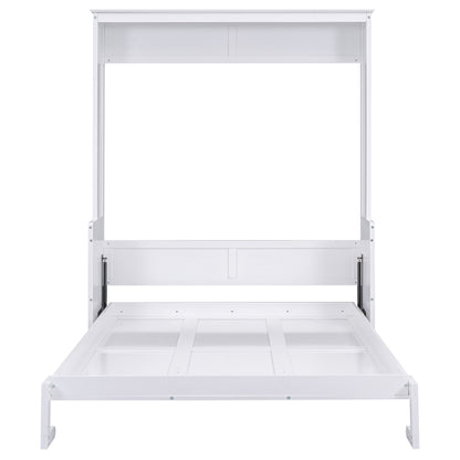 Versatile Queen Murphy Bed with Integrated Shelf in White