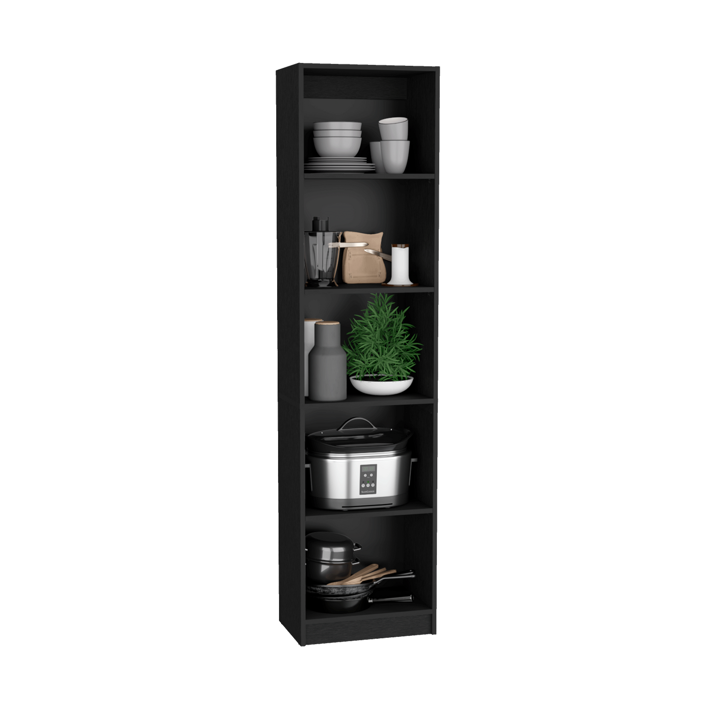 Modern 2-Piece Black Bookcase Set with 9 Shelves for Living Room and Office Storage