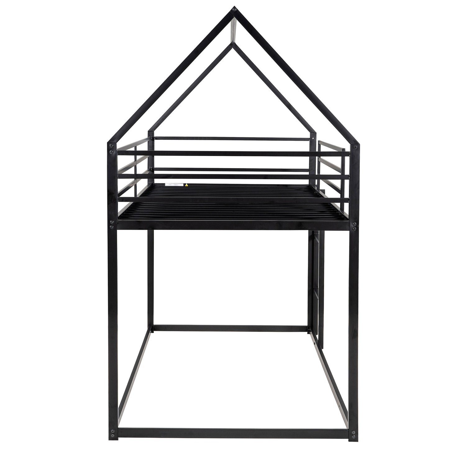 Twin House Bunk Bed for Kids - Black Twin over Twin Design with Built-in Ladder