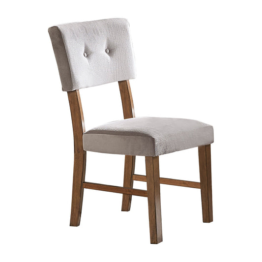 Set of 2 Mid-Century Modern Dining Chairs, Gray Upholstery, Wood Frame, 38 in, Light Oak Finish