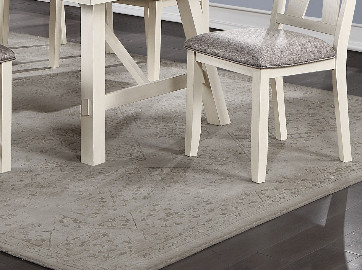 Rectangular Dining Table With Leaf Solid Wood White Finish