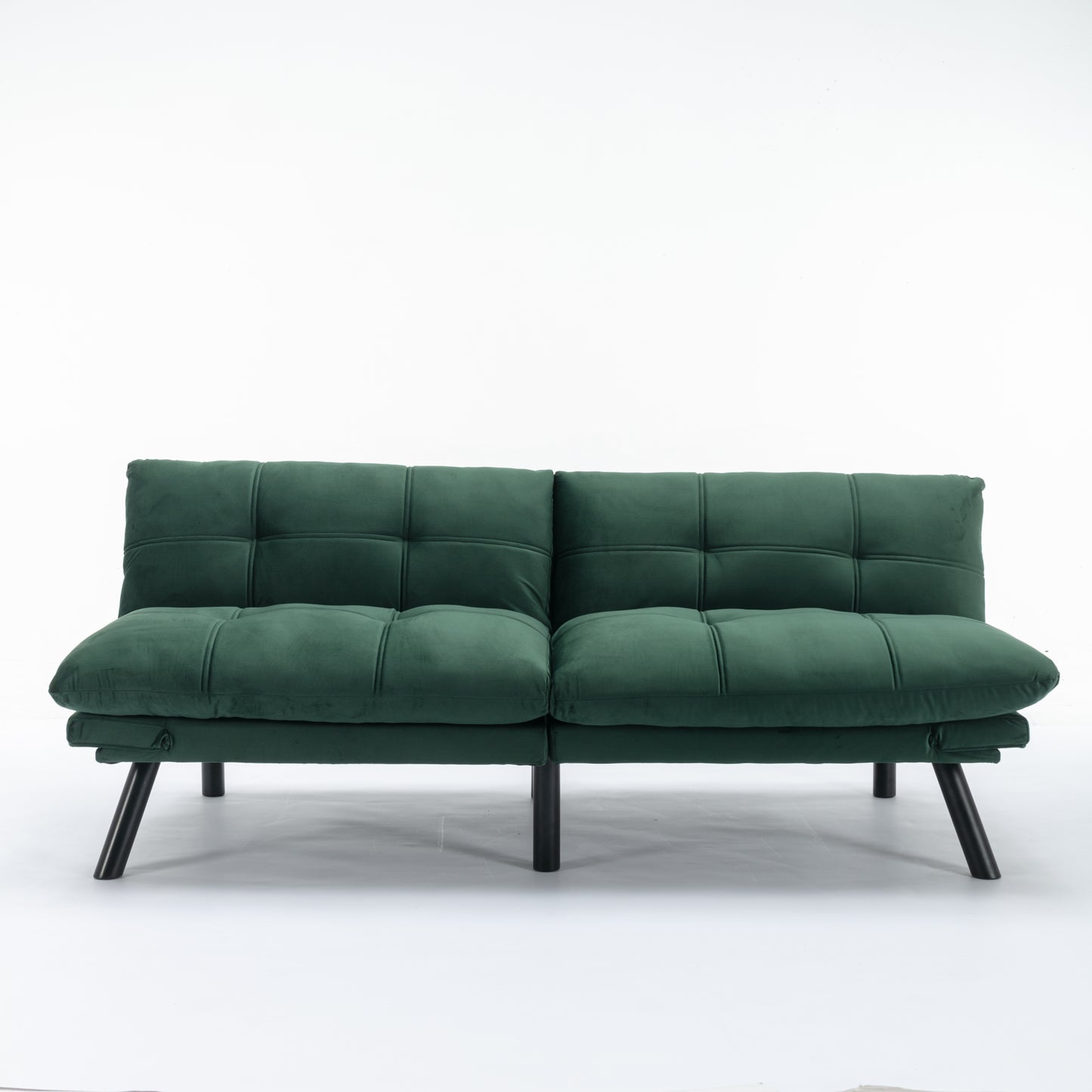 2-Seater Convertible Sofa Bed with Adjustable Backrest and Armrests, Foam Upholstery, Pine Frame Emerald