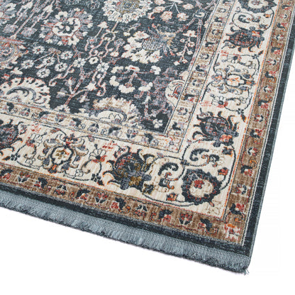 Transitional Oriental Cut-Pile Area Rug, 5ft3in x 7ft3in, Polyester, Power-Loomed, Indoor Multi