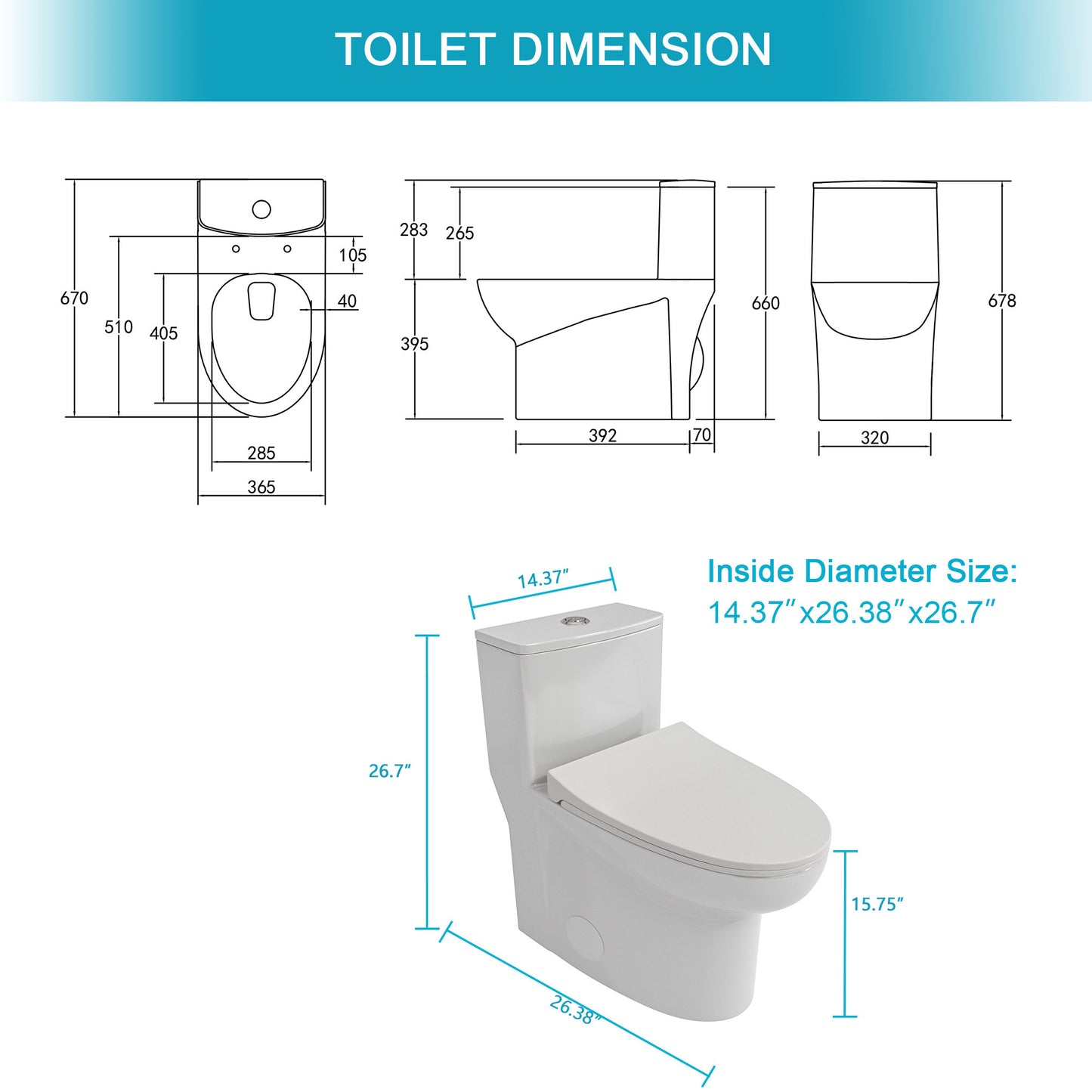 Modern Ceramic One-Piece Toilet with Dual Flush & Soft-Close Seat
