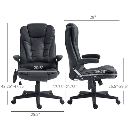 Ergonomic Black Office Chair with 6-Point Vibration Massage and Lumbar Heating