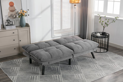 Convertible Sofa Bed with Folding Design, 800 lb Capacity, Adjustable Armrests & Backrest, Light Grey