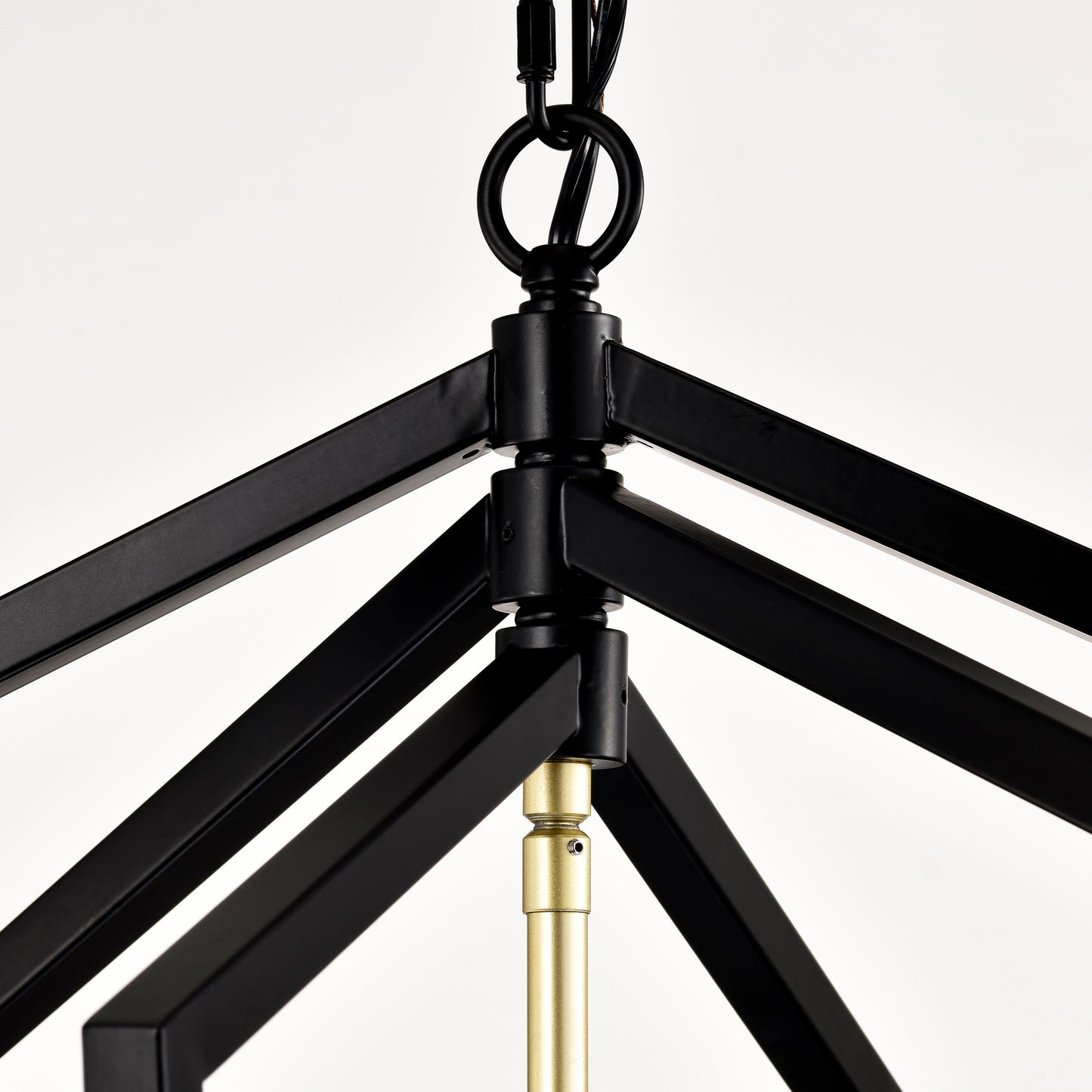 4-Light Modern Pendant Chandelier for Dining Room and Kitchen, E12 Bulbs Not Included Matte Black + Gold