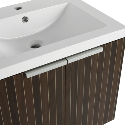 24-Inch Wall-Mounted Bathroom Vanity with Soft-Close Doors and Resin Sink for Compact Spaces