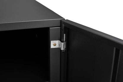 Mobile Black Steel Copier Cabinet with 2 Doors and Adjustable Storage