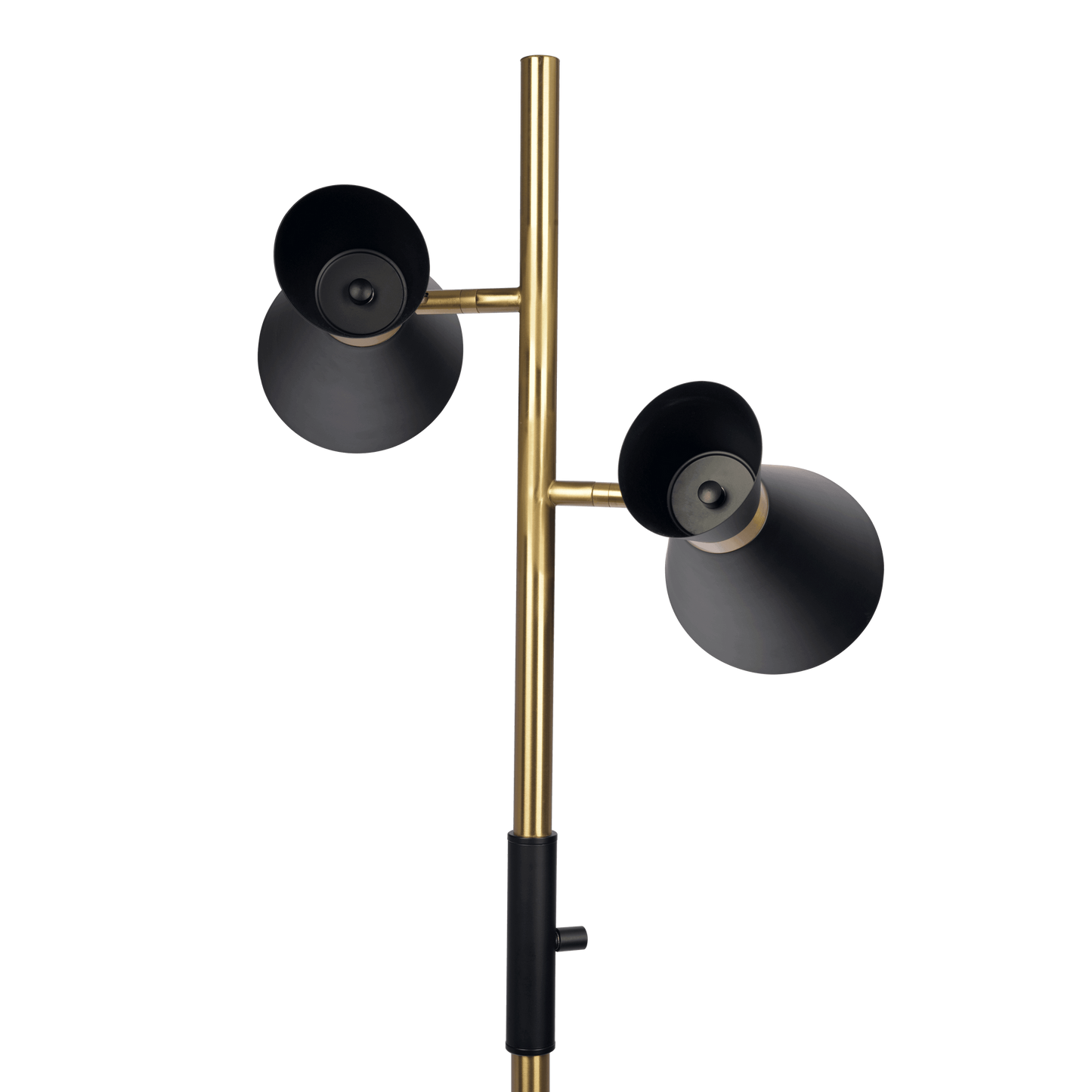 62-Inch Tall Floor Lamp with 4-Way Switch and Dual Spotlight Heads, Metal Base, Brassed Gold Finish