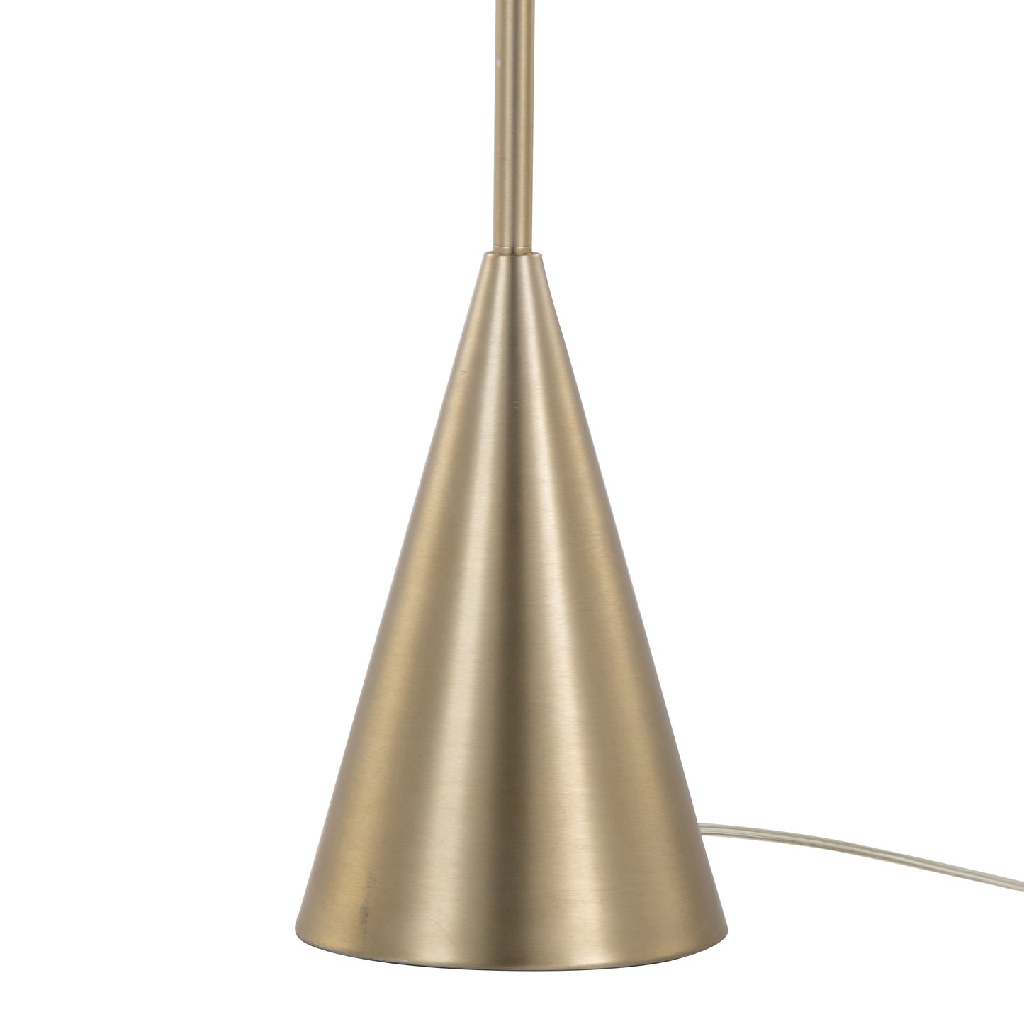 64-Inch Contemporary Cone Floor Lamp, Metal with White Linen Shade, Pull Chain, Indoor, UL Listed, Gold