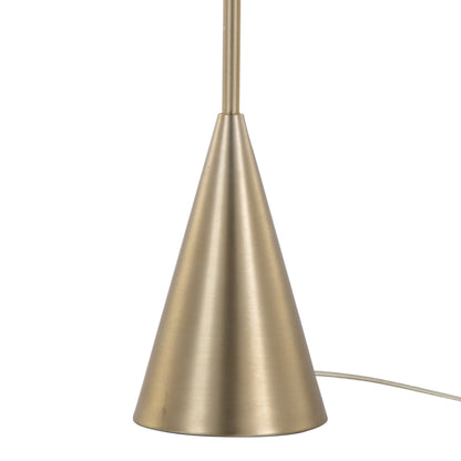 64-Inch Contemporary Cone Floor Lamp, Metal with White Linen Shade, Pull Chain, Indoor, UL Listed, Gold